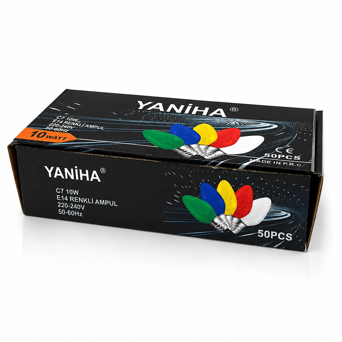 50 Adet Mix Renkli Gece Lambası Ampul E14 - 10w C7 Bx40