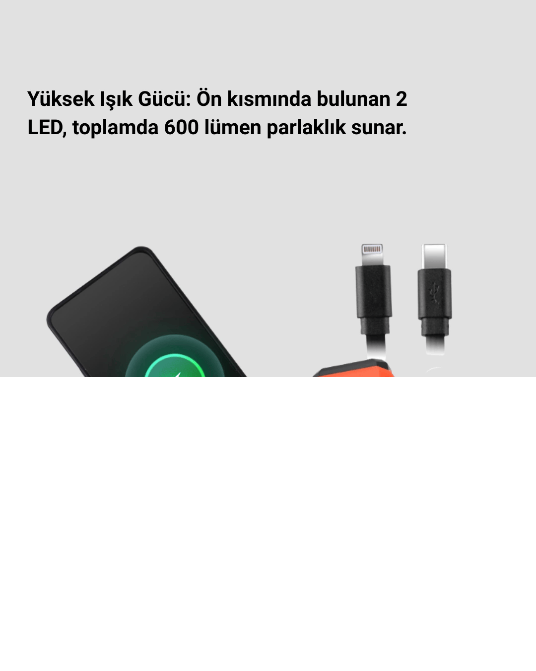 5000 mAh Bataryalı Bisiklet Farı COB Çakar Çok Fonksiyonlu Yeni Nesil