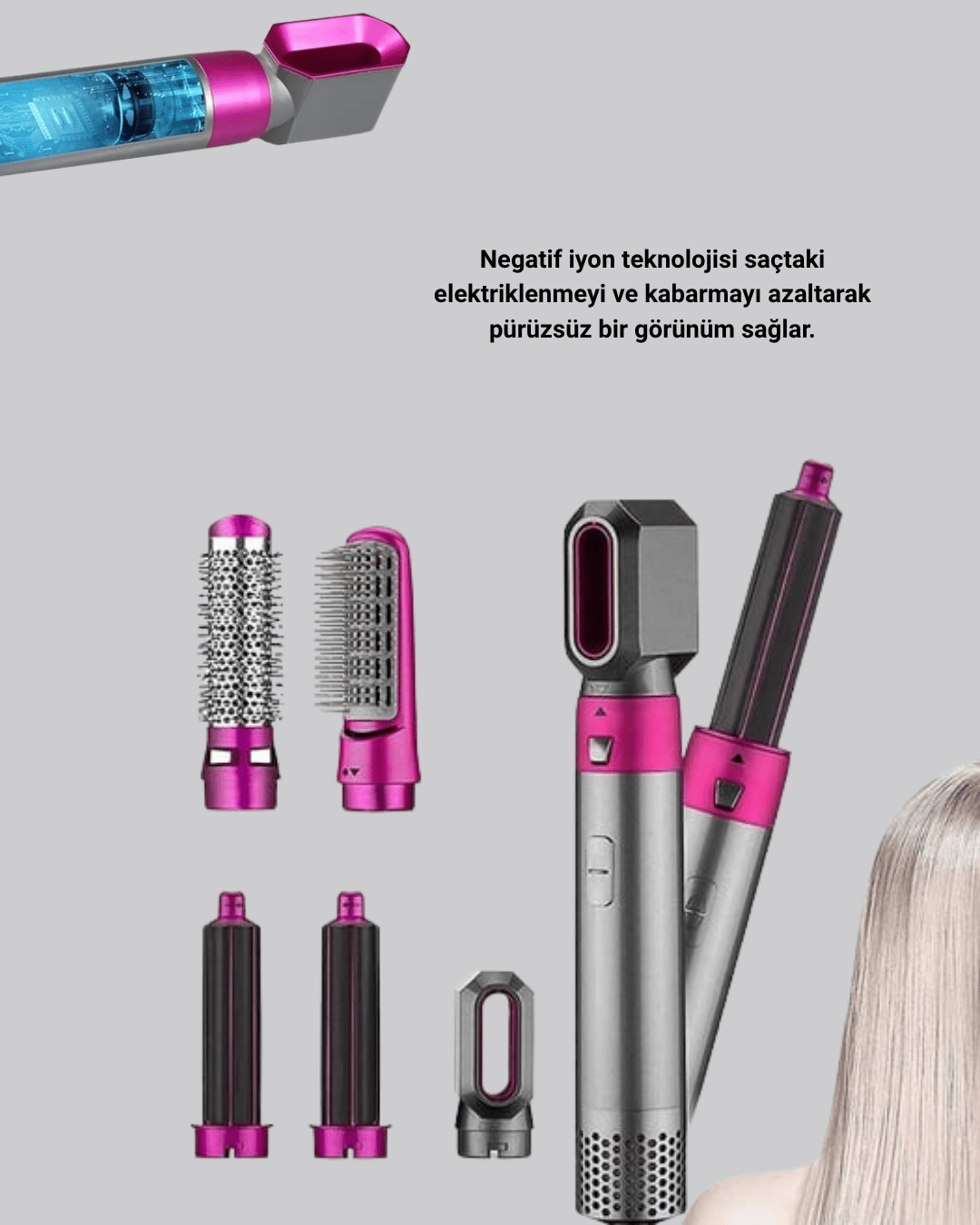 5’i 1 Arada Saç Şekillendirici Set Kuaför Düzeyinde Performans ve Ergonomik Tasarım