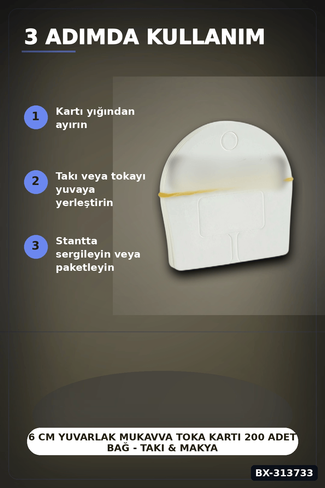 6 cm Yuvarlak Mukavva Toka Kartı 200 Adet Bağ - Takı & Makyaj Düzenleyici BX-313733