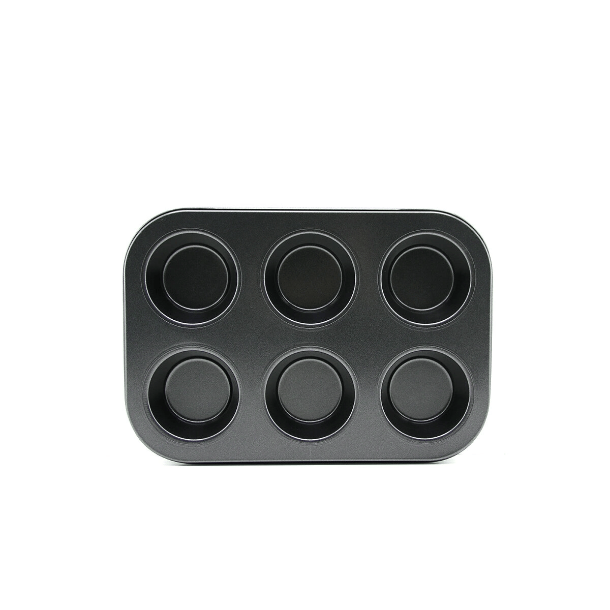 6 Gözlü Metal - Siyah Düz Muffin - Kek Kalıp Bx40