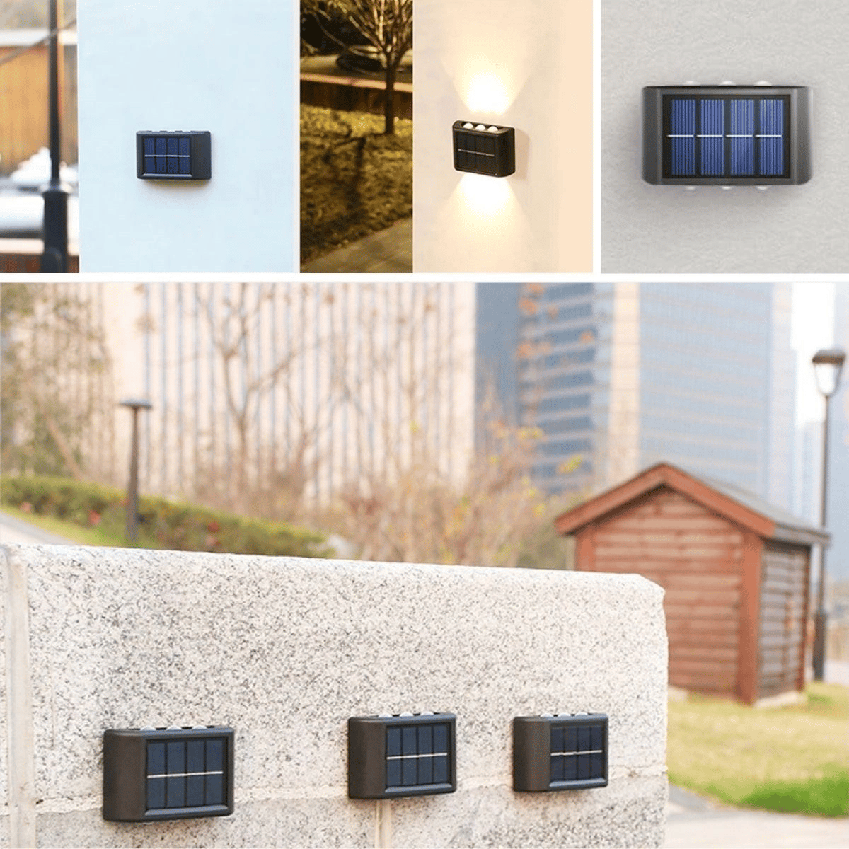 6 Ledli Solar Güneş Enerjili Aplik Led, Dekoratif Duvar Monteli Gün Işığı Led Bx40