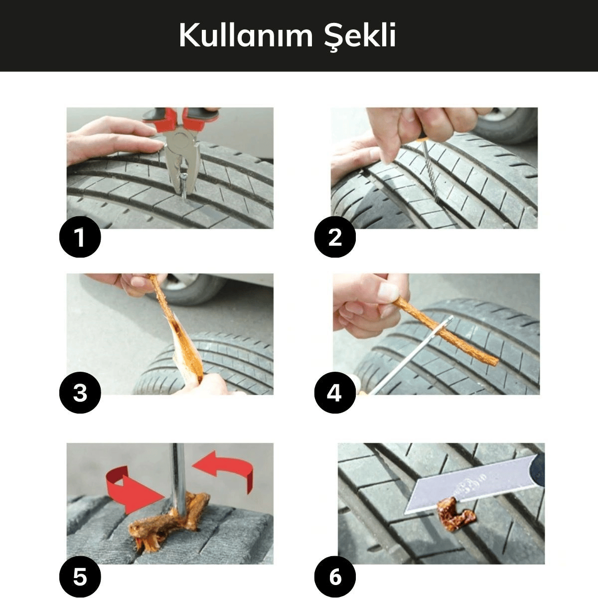 6 Parça Araba Motosiklet Otomobil Bisiklet Lastik Tamir Kiti Araç Bakım Seti Bx40