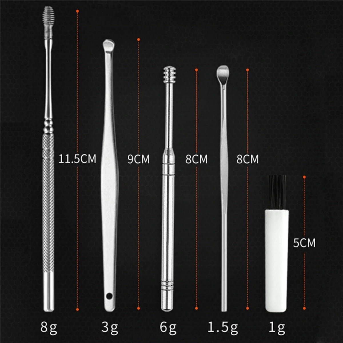 6 Parça Paslanmaz Çelik Kulak Balmumu Toplayıcı Çıkarıcı Temizleyici Bakımı Çubuk Seti Bx40