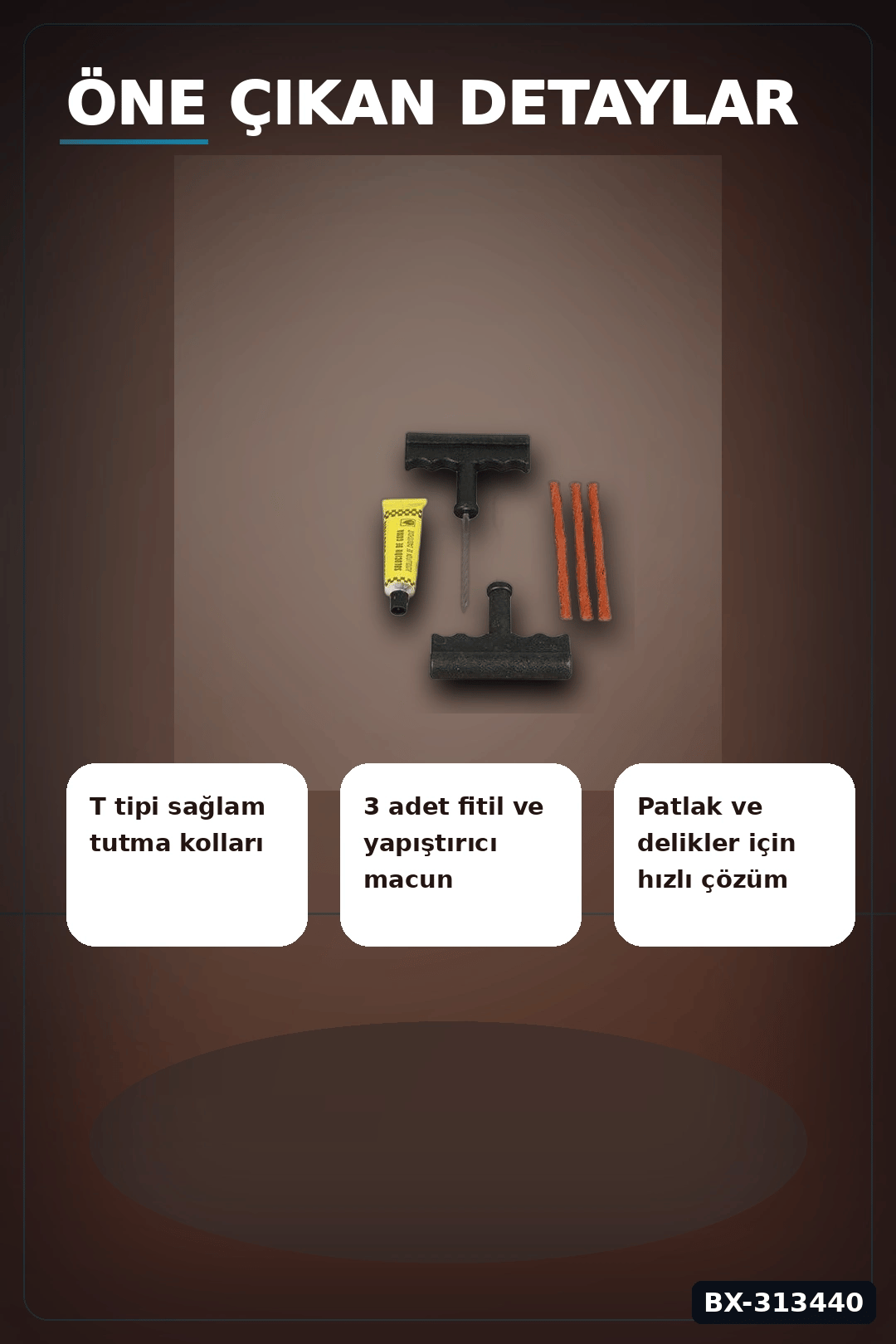 6 Parçalı Patlak Lastik Tamir Kiti Araba Motosiklet Bisiklet Onarım Seti BX-313440