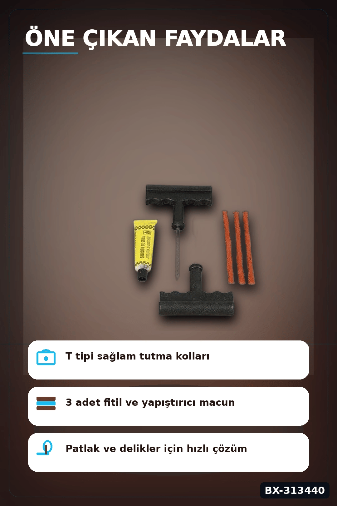 6 Parçalı Patlak Lastik Tamir Kiti Araba Motosiklet Bisiklet Onarım Seti BX-313440