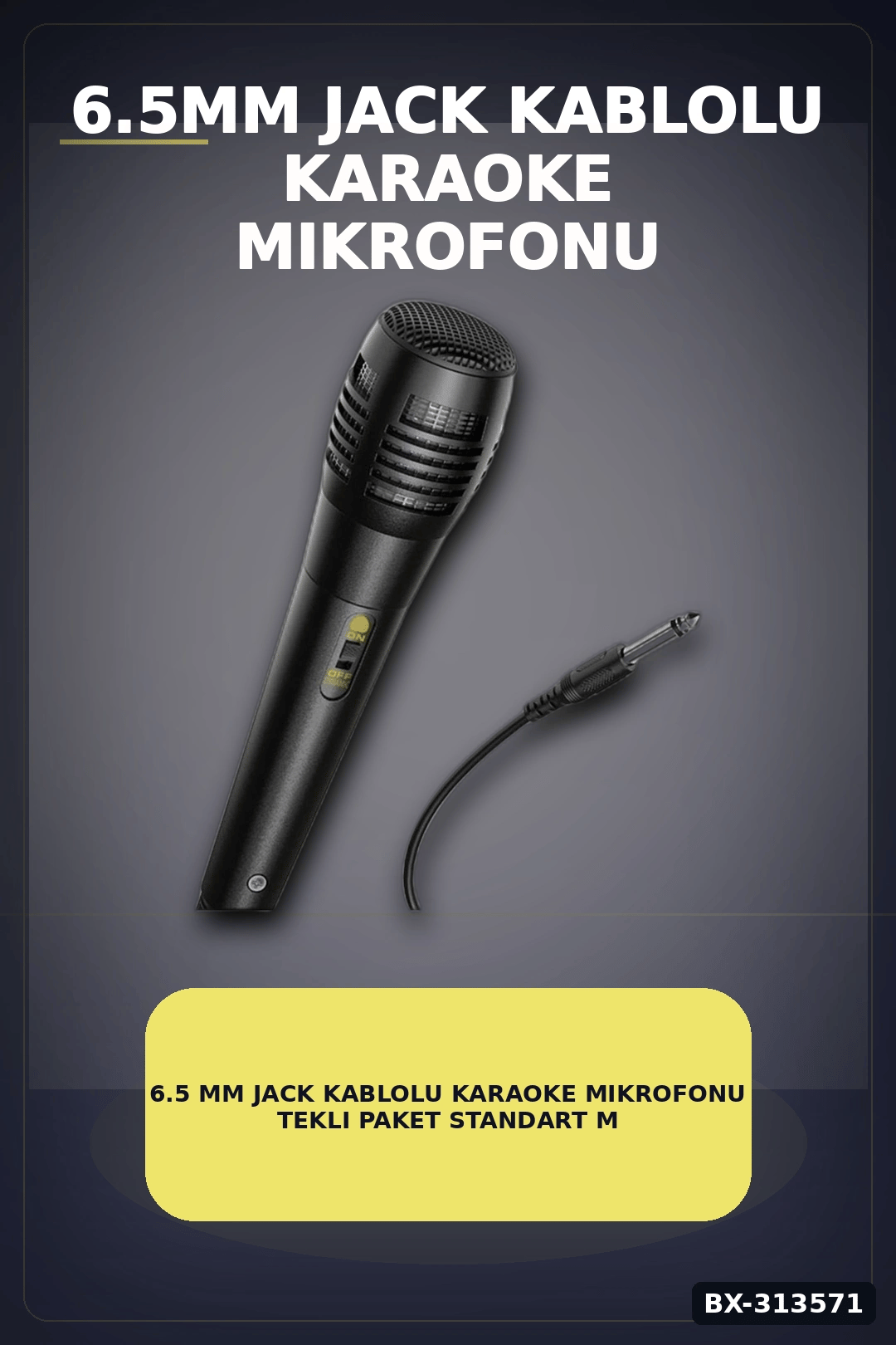 6.5 Mm Jack Kablolu Karaoke Mikrofonu Tekli Paket Standart Model Ses Sistemi Icin BX-313571