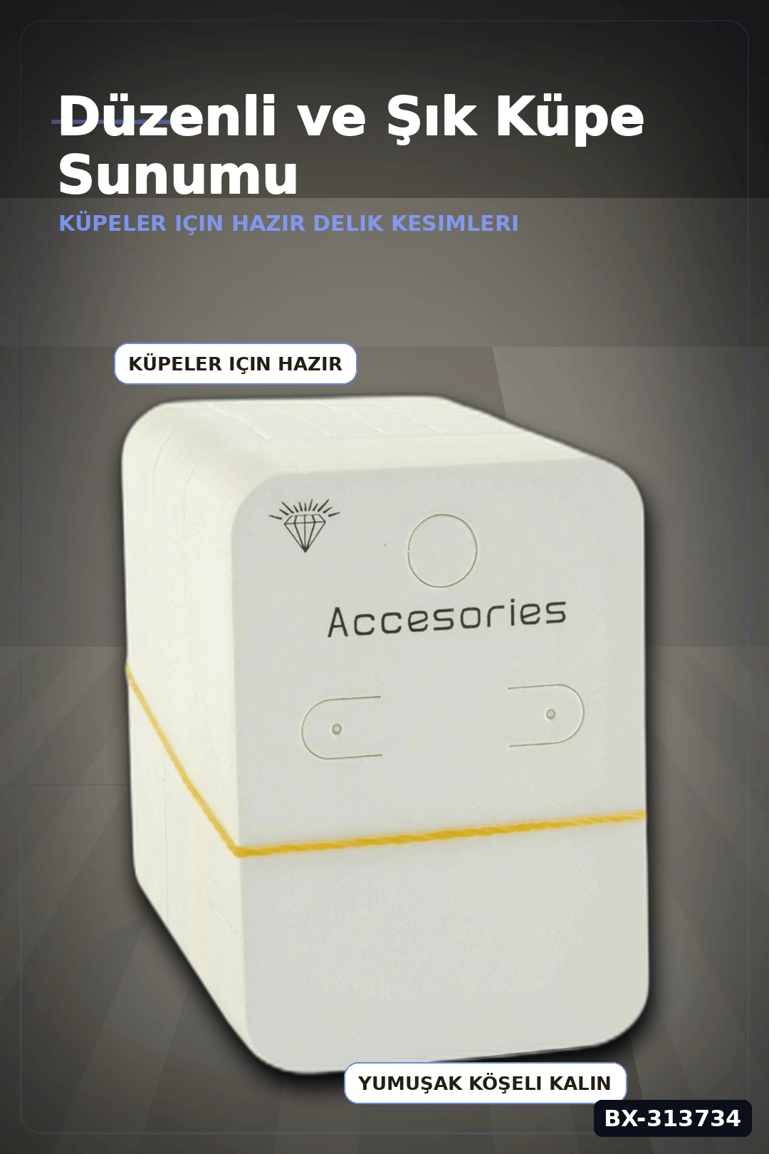 6.5x9 cm Dikdörtgen Kalın Kupe Kartı 100 Adet Paket - Bijuteri Sergileme BX-313734