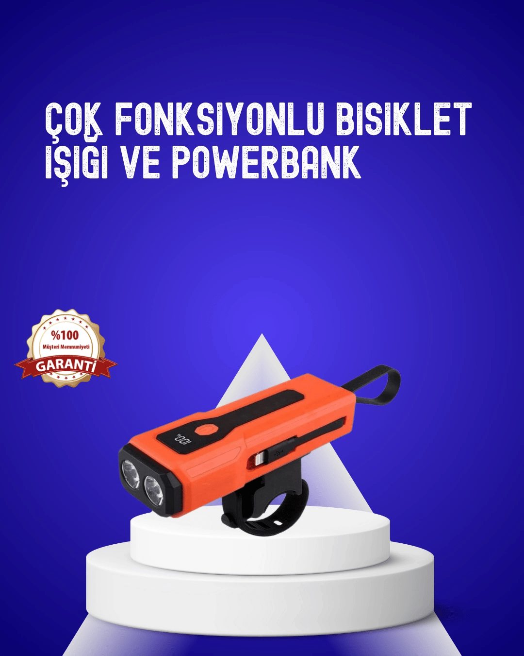 600 Lümen Şarjlı Bisiklet Farı COB Yan Çakar Acil Durum