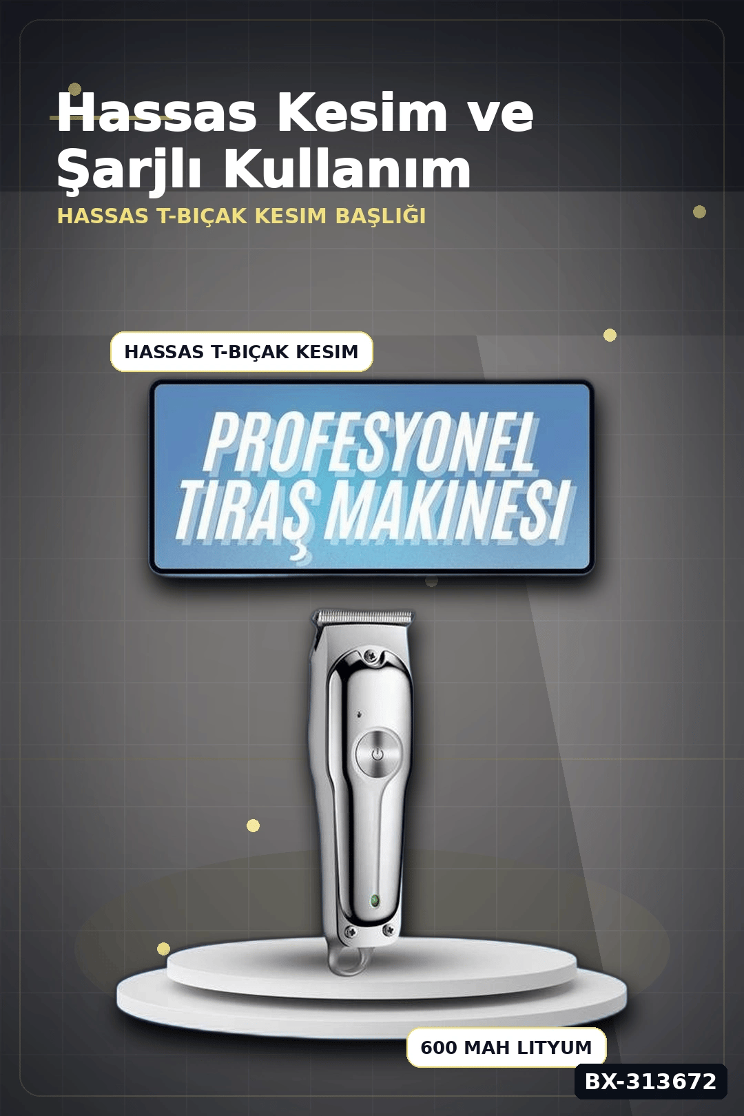 600 Mah Lityum Pil 3 Taraklı Tıraş Makinesi Lazer Epilasyon Öncesi Kısaltma BX-313672