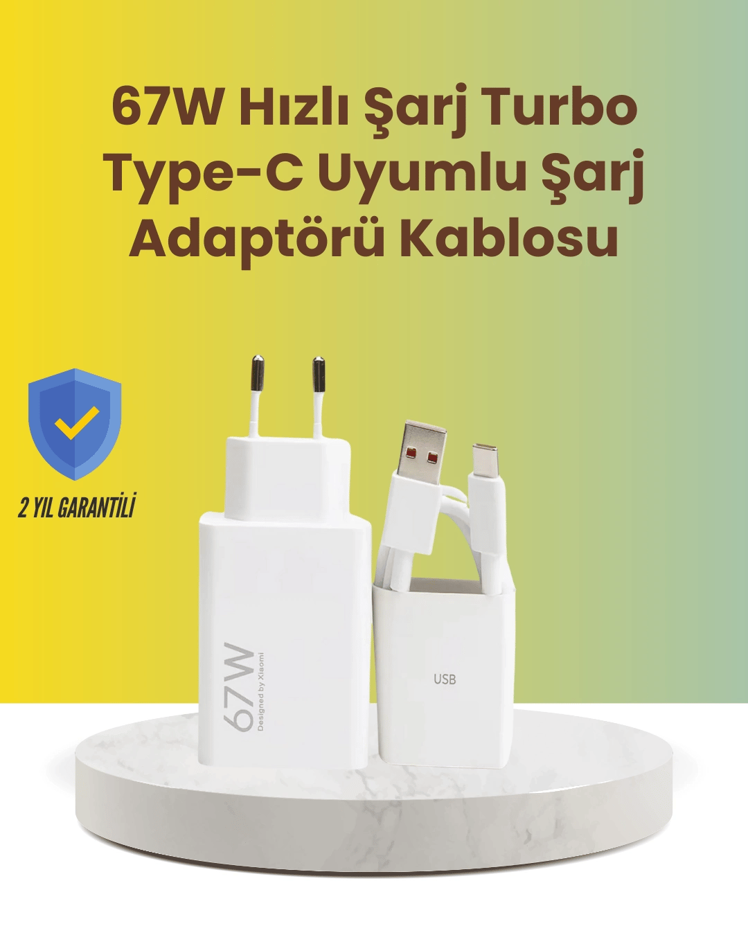 67W Hızlı Şarj Adaptörü ve Veri Aktarım Özellikli Type-C Kablo Seti