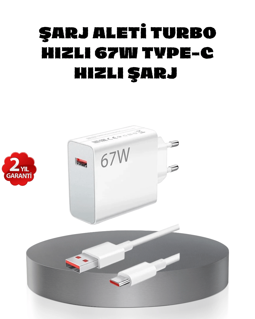 67W Turbo Type-C Hızlı Şarj Adaptörü – Akıllı Koruma Çipli, Hızlı Şarj Destekli