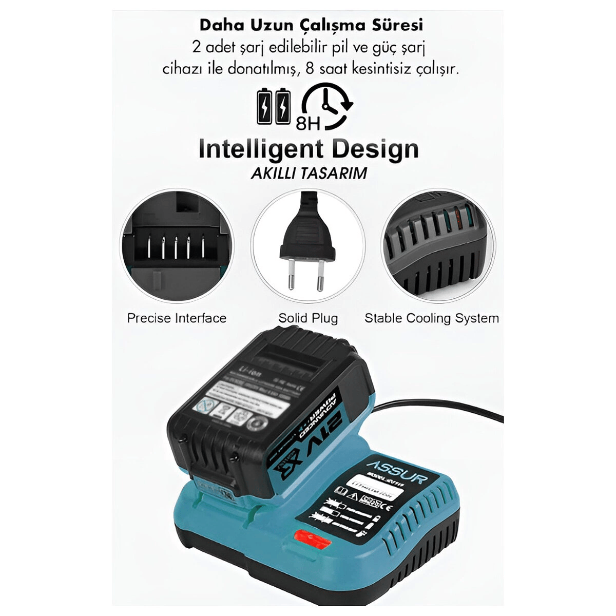 6pcs Usta Elektrikli Alet Seti Şarjlı=21v Spral Taşlama - Hilti - Bağ Makas - Somun Sökme - Darbeli Vidalama - Budama Testere Plastik Çantal Asr-1111 Bx40