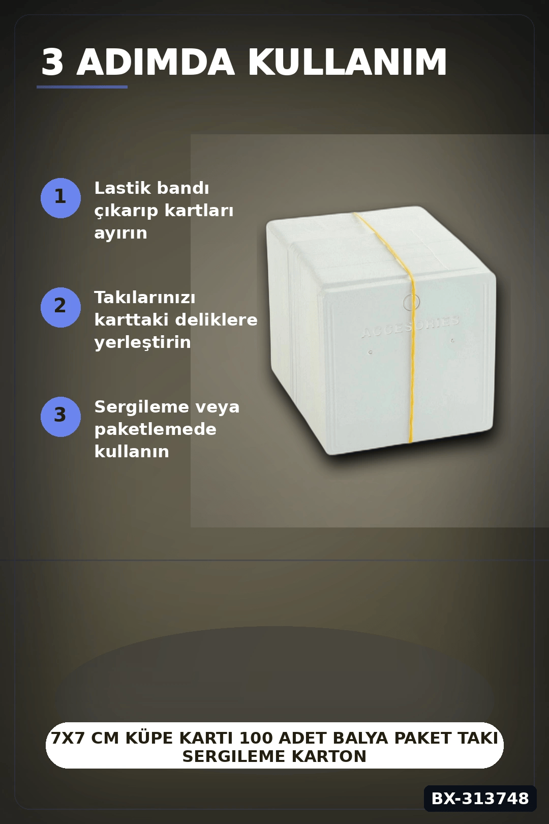 7x7 cm Küpe Kartı 100 Adet Balya Paket Takı Sergileme Kartonu Perakende Toptan BX-313748