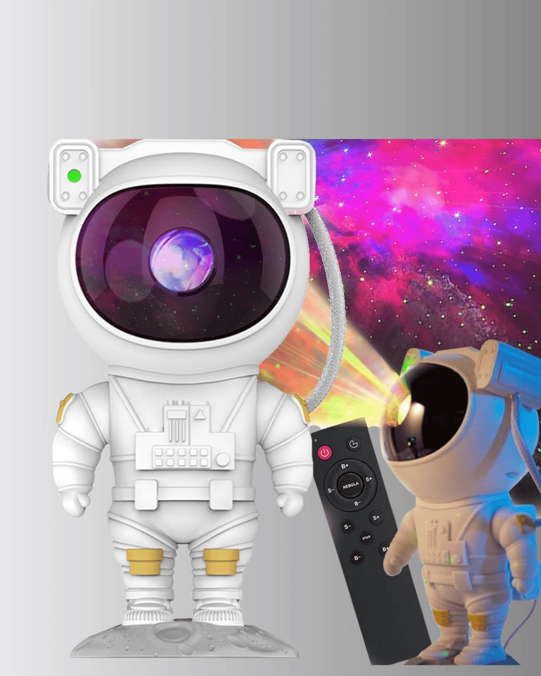 8 Efektli Astronot Galaxy Projektör Uzaktan Kumandalı LED Gece Lambası