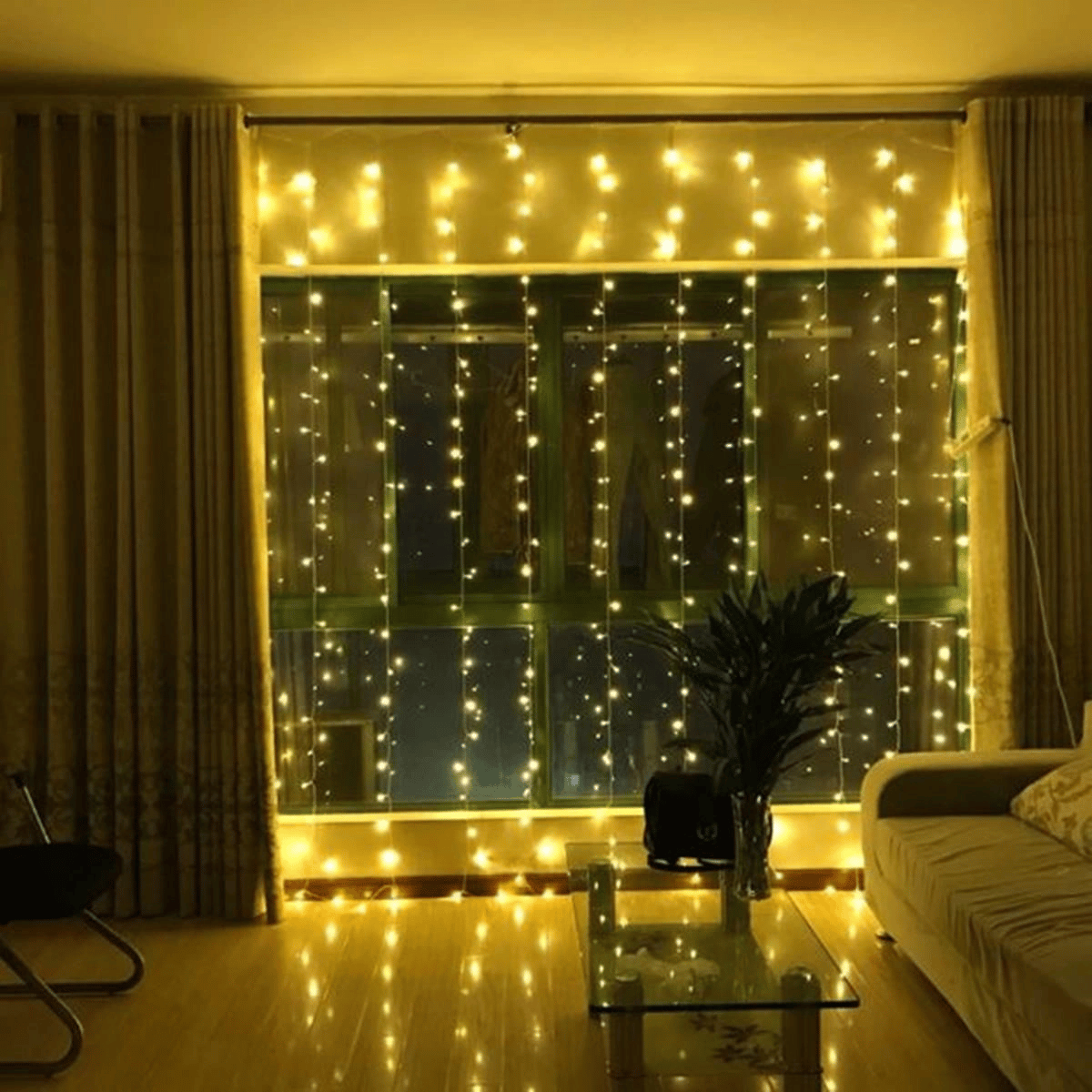 8 Fonksiyonlu 200 Led 10 Saçak Şerit Led 2x2 Perde İp Led (gün Işığı) Bx40