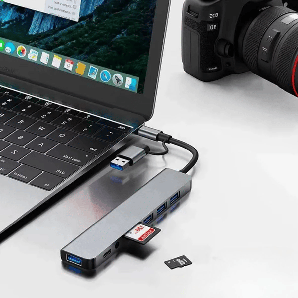 8 İn 1 Usb Çevirici Notebook Macbook Type-c Uyumlu Görüntü Aktarıcı Hub Bx40