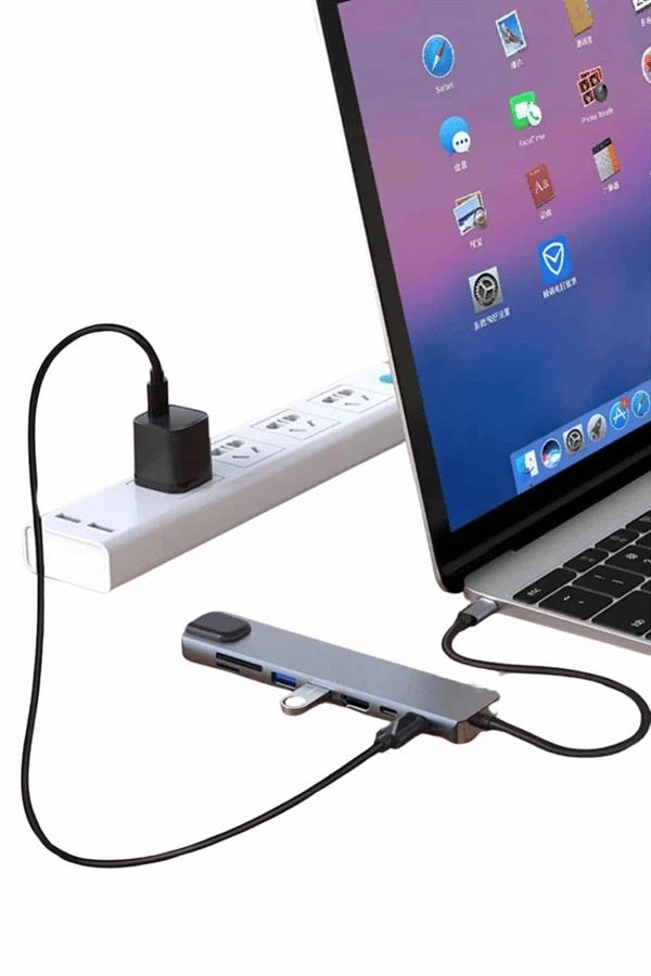 8 Port Çoklayıcı Macbook Ile Uyumlu Çoğaltıcı Type-C dönüştürücü TF SD kart