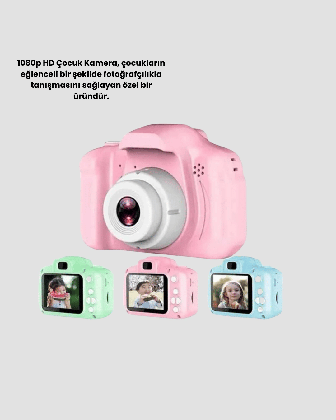 8MP Mini Çocuk Fotoğraf Makinesi – Pembe Ses Kaydı Özellikli