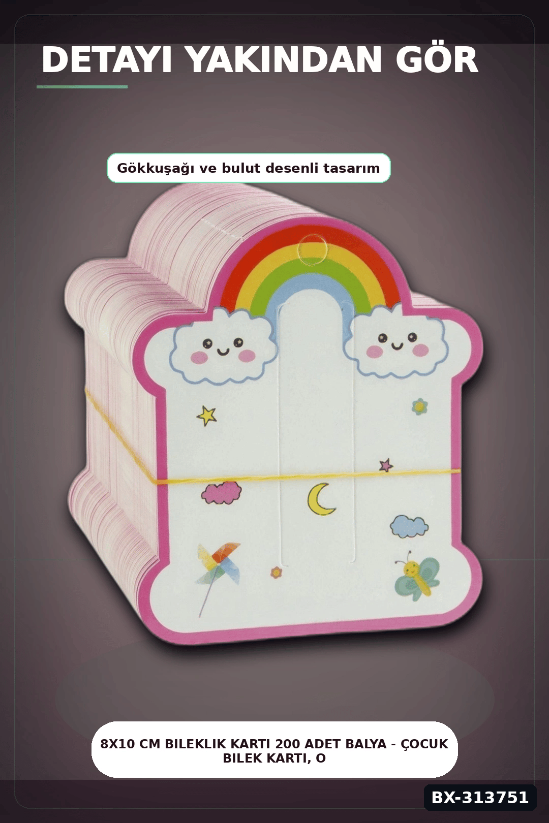 8x10 cm Bileklik Kartı 200 Adet Balya - Çocuk Bilek Kartı, Organizer Aksesuarı BX-313751