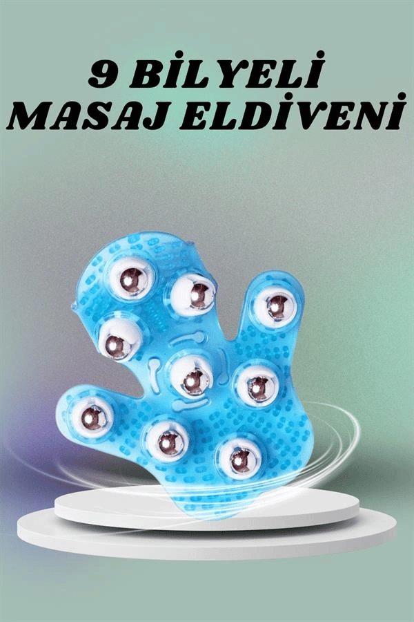 9 Bilyeli El Şeklinde Omuz Bacak Masaj Aleti Masaj Eldiveni Giyilebilir Plastik Vücut Sıkılaştırıcı