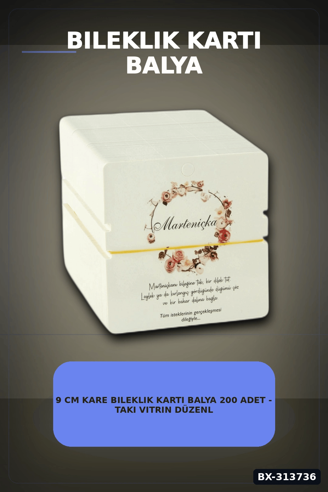 9 Cm Kare Bileklik Kartı Balya 200 Adet - Takı Vitrin Düzenleyici ve Organizer BX-313736