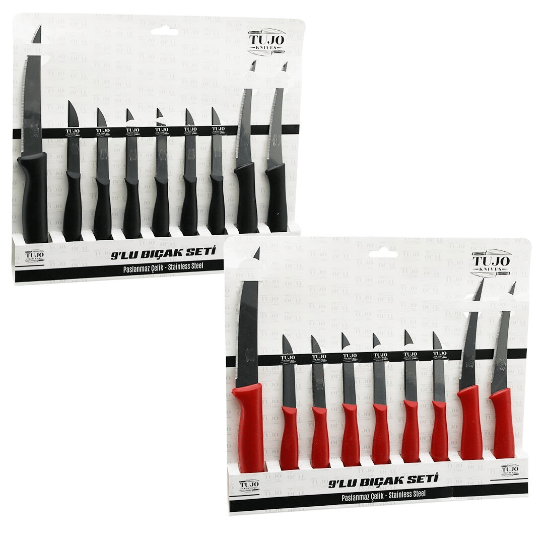 9pcs Tırtırlı Bıçak Seti 1ad 24cm Ekmek 2ad 10cm Sebze 6ad 6.5cm Meyve Bx40