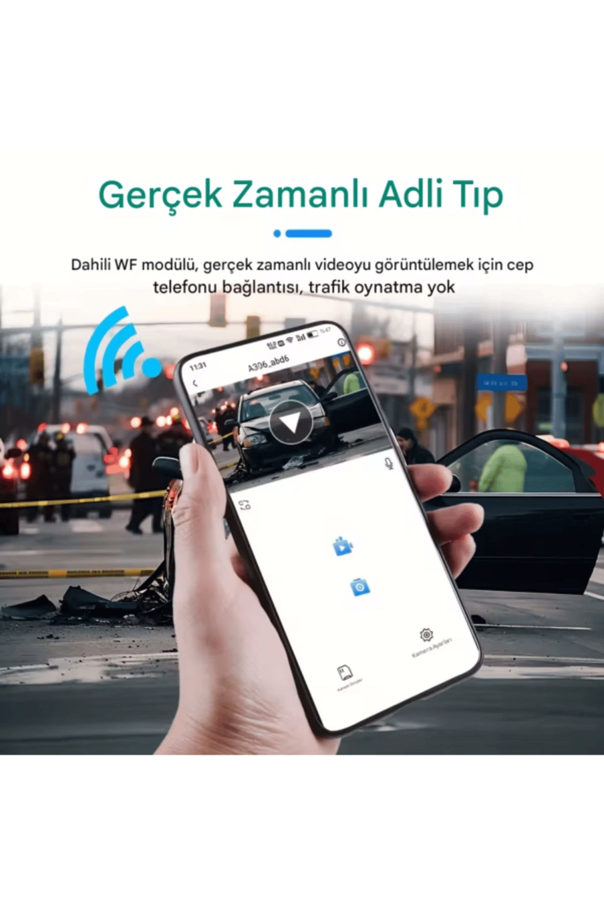 A-98 WiFi Full HD 3 Kameralı Araç İçi Güvenlik Kamerası + Park Modu Kablosu Ön-Arka-İç Kayıt,DashCam