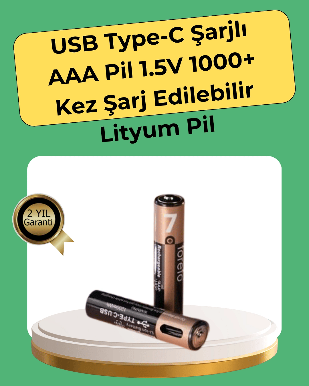 AAA Boyutunda USB Şarjlı Pil – Kompakt Tasarım, Geniş Uyumluluk