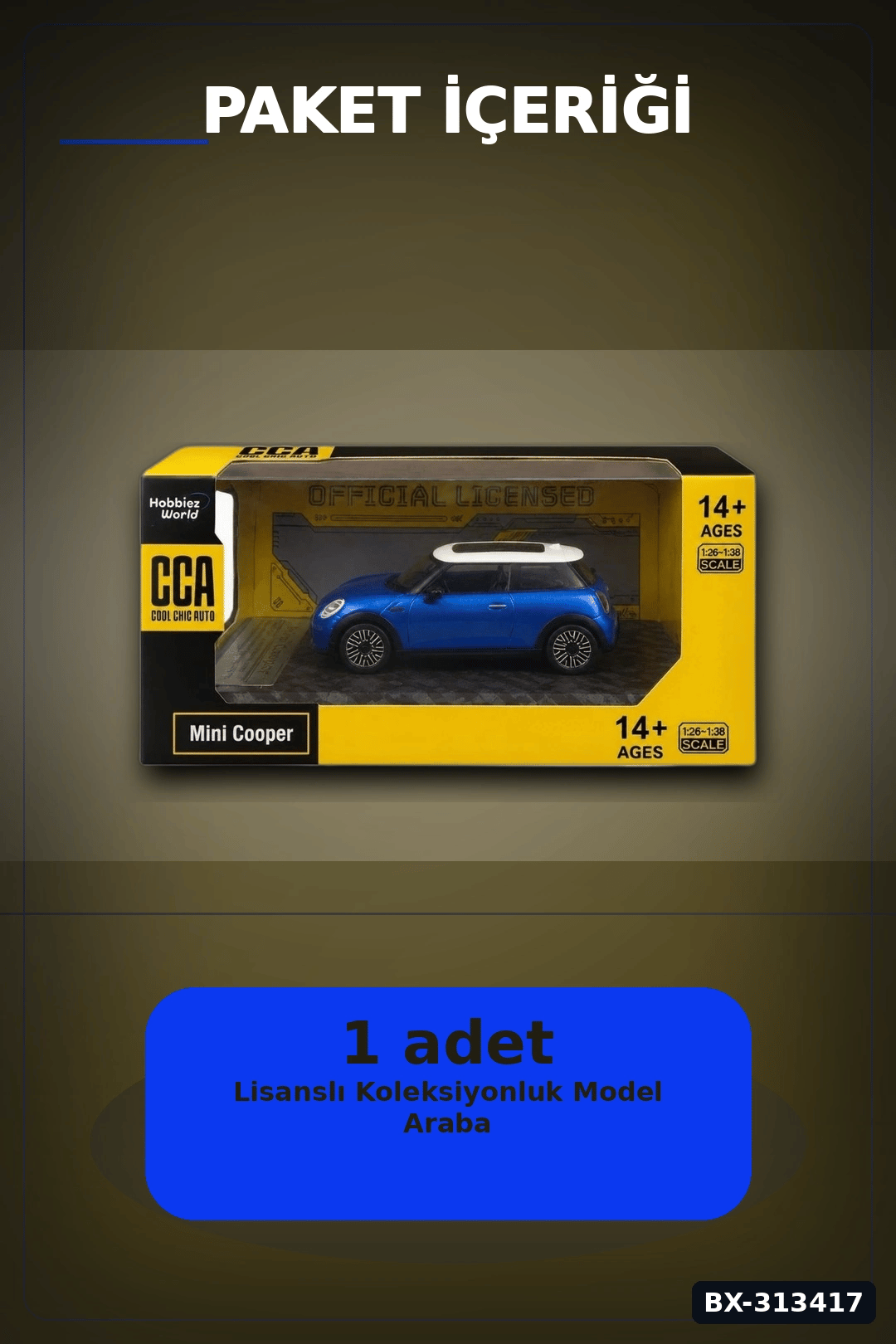 Açık Kırmızı 1/32 Mini Cooper Model Araba Koleksiyonluk Vitrin Oyuncak - Tekli BX-313417