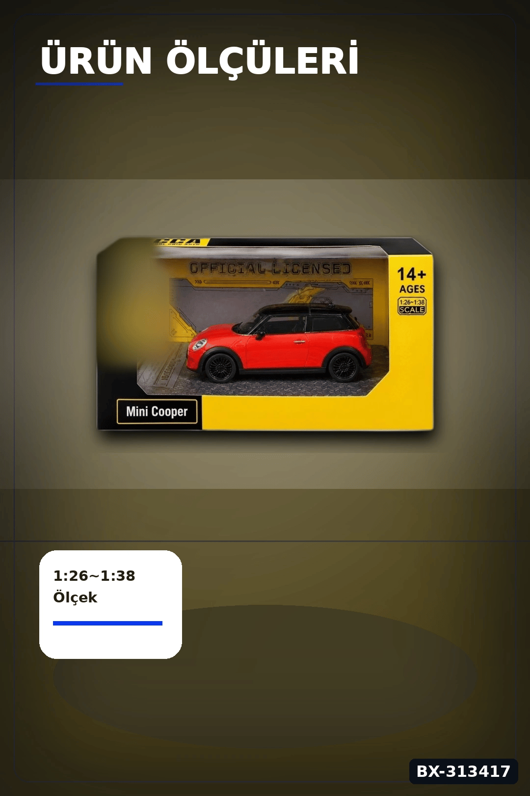 Açık Kırmızı 1/32 Mini Cooper Model Araba Koleksiyonluk Vitrin Oyuncak - Tekli BX-313417