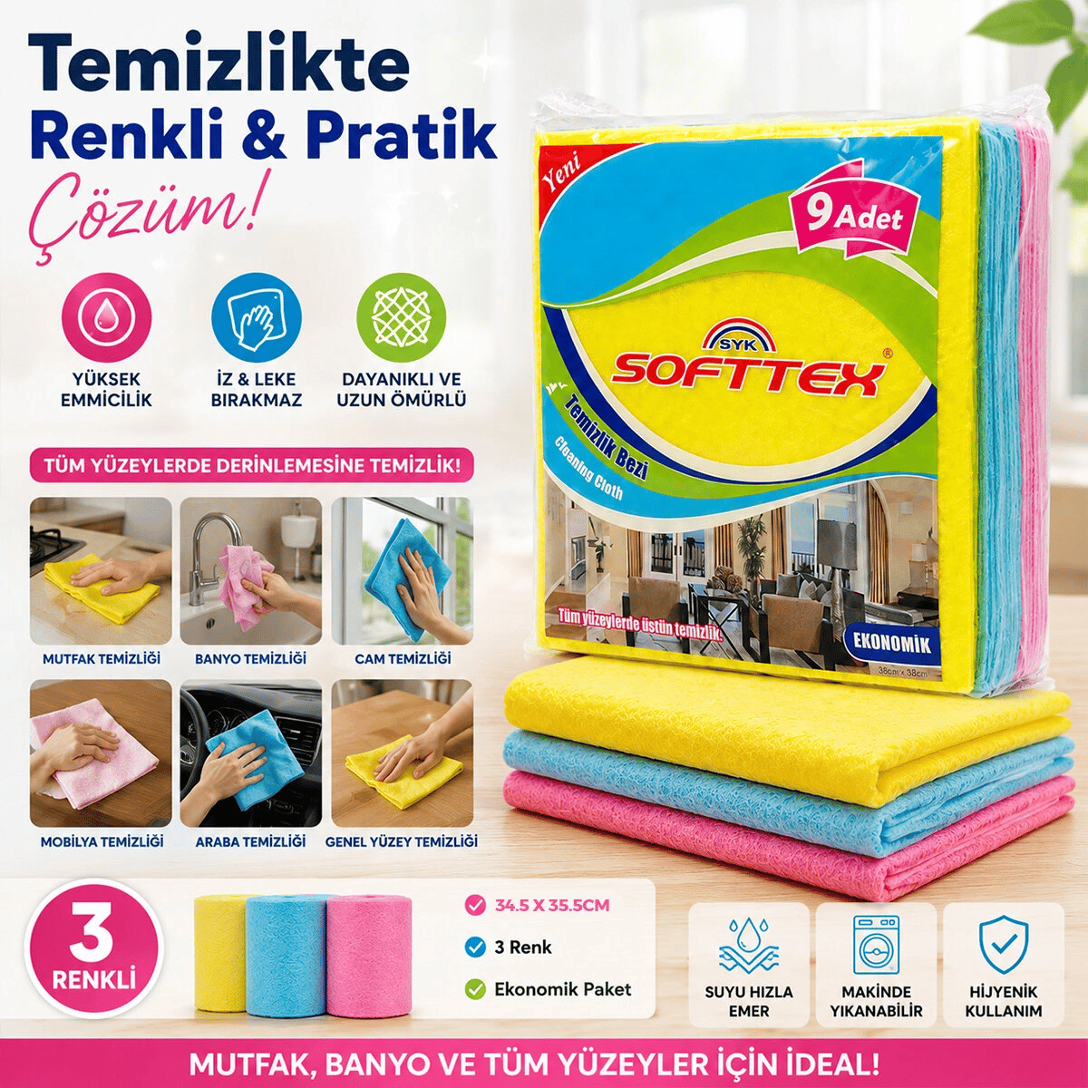 Acord Kod-384 9 Parça  Temizlik Bezi 35x37cm Bx40