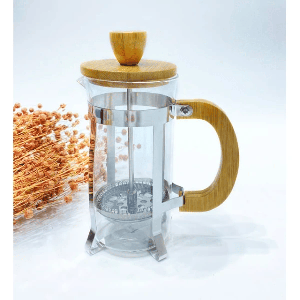 Ahşap Detaylı 350 ml Cam French Press