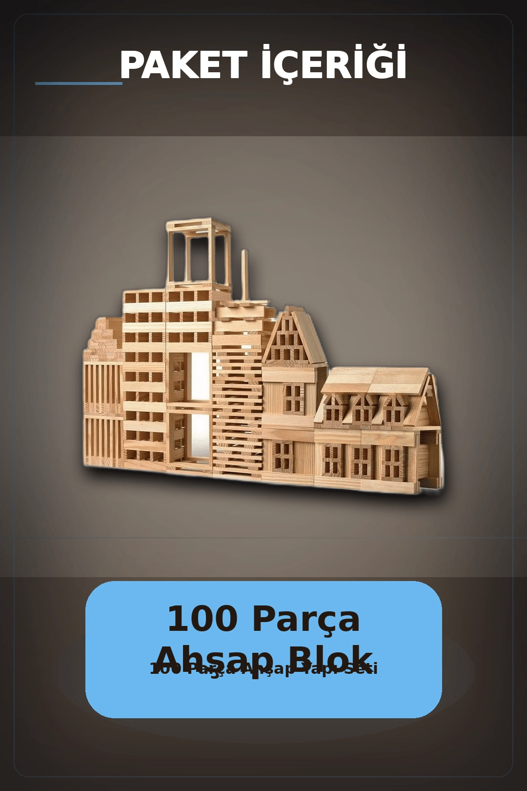 Ahşap Yapı Blokları 100 Parça 11x2,2x0,7 cm Doğal ve Boyalı Çocuk Gelişim BX-313414