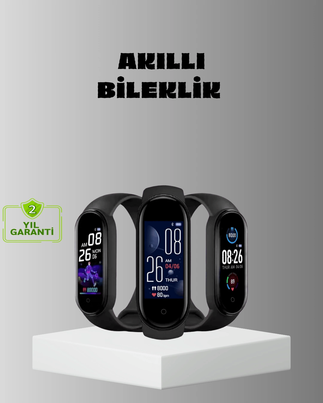 Akıllı Bileklik Adım Sayarlı Kalori Takipli Bildirim Uyumlu IP67