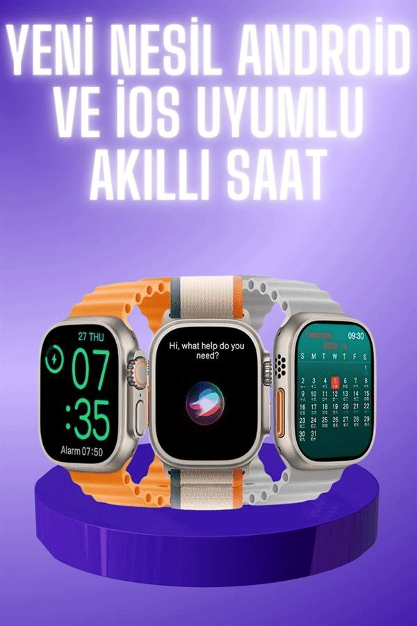 Akıllı Saat Çok Fonksiyonlu Unısex Sosyal Medya Girişli Bluetooth Bağlantılı