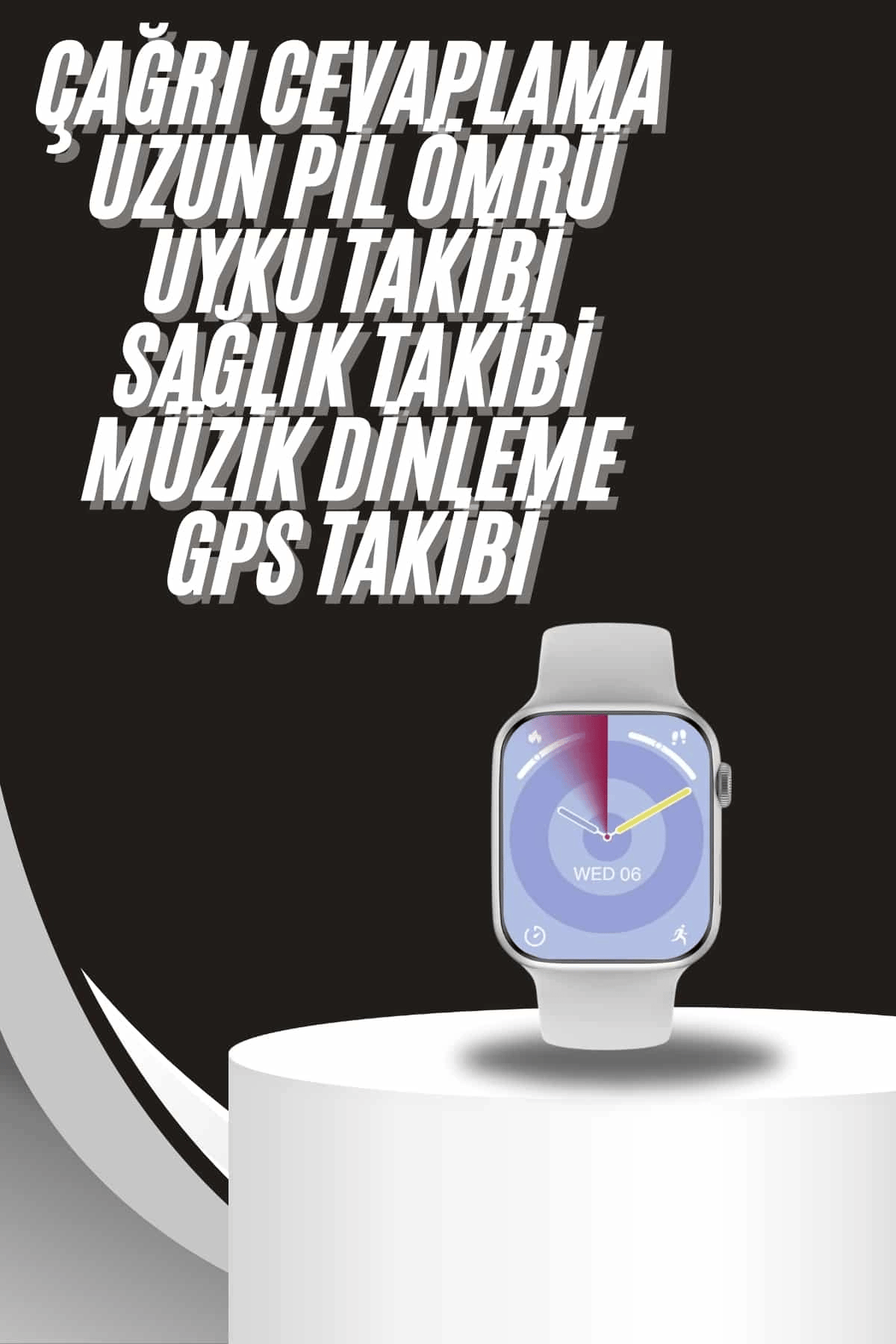 Akıllı Saat Gümüş Kasa Bluetooth Kulaklık Hediyeli Çok Fonksiyonlu İkili Set
