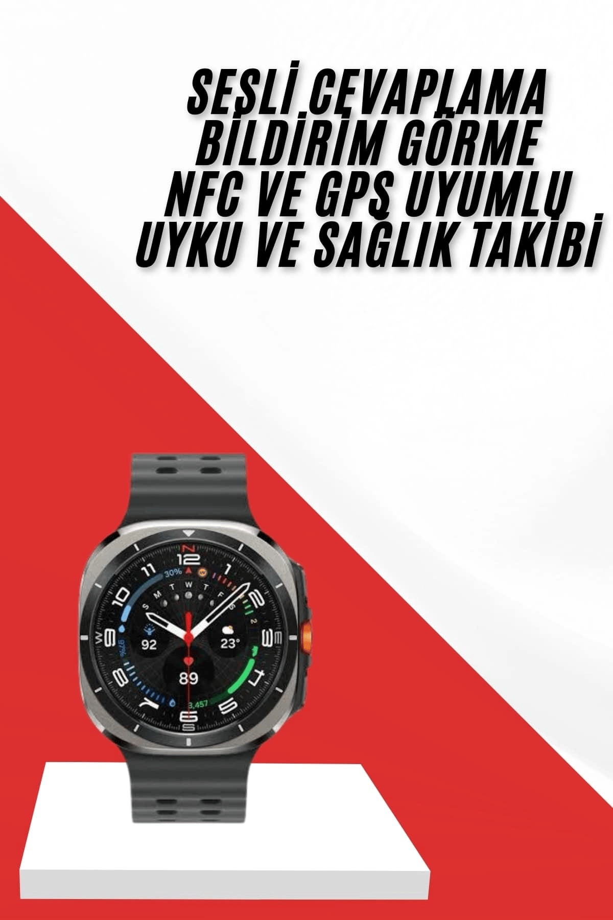 Akıllı Saat Müzik Dinleme Nabız Ölçer NFC ve GPS Uyumlu Sesli Asistan