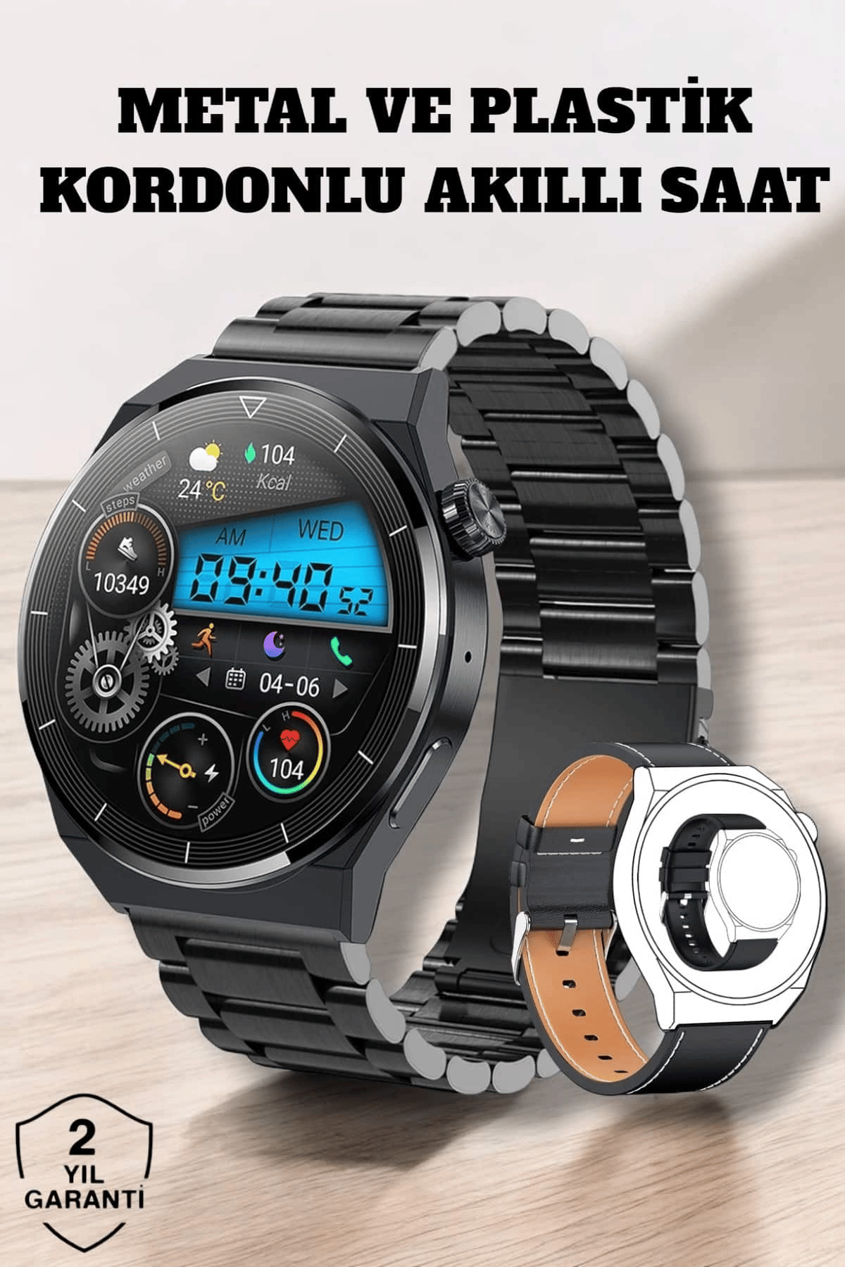 Akıllı Saat Sağlık ve Fitness Takibi Bluetooth Bağlantılı Dokunmatik Ekran