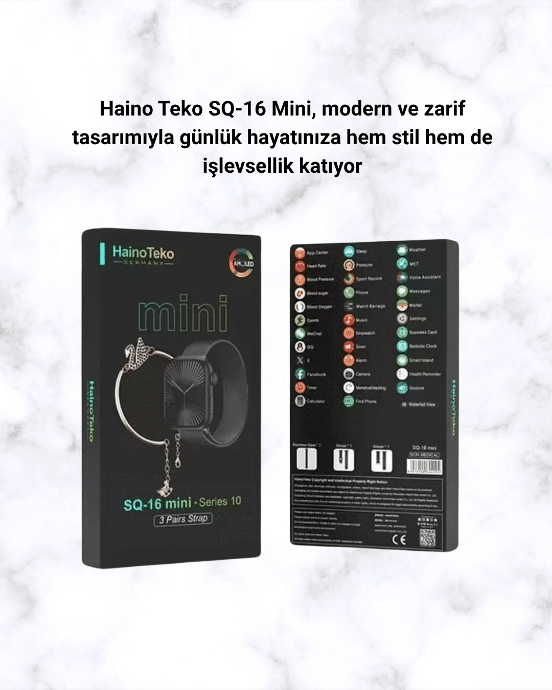 Akıllı Saat SQ-16 Mini Series 10 | Unisex Tasarım, Sağlık ve Spor Takibi