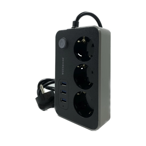 Akım Korumalı 3 Prizli 3 USB Girişli Uzatma Kablosu