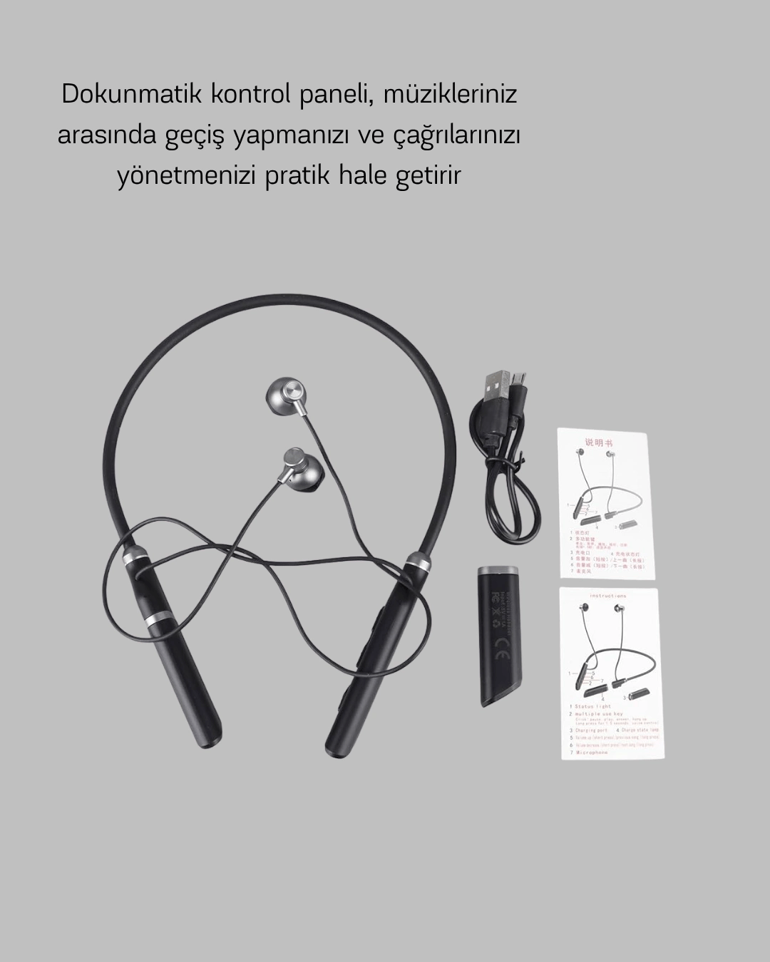 Aktif Gürültü Önlemeli Bluetooth Kulaklık – Dokunmatik Kontrol, Dahili Mikrofon, Yüksek Ses Kalitesi