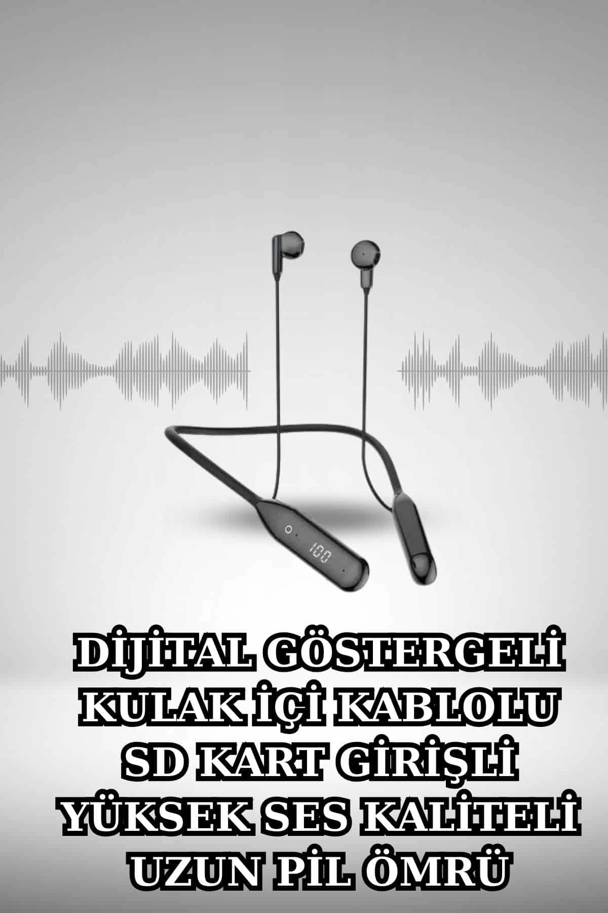 Alarm ve Titreşim Özellikli Akıllı Saat ve Mikrofonlu Kablolu Bluetooth Kulaklık 60 Saat