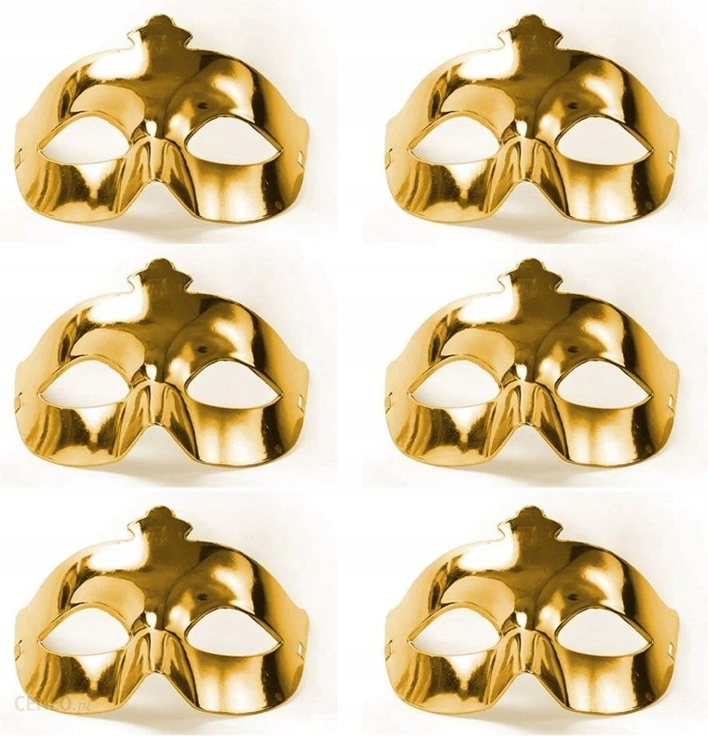 Altın Metalize Renk Düz Balo Parti Maskesi 6 Adet Bx40