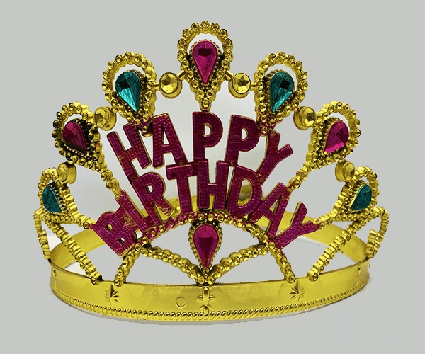 Altın Renk Happy Birthday Yazılı Doğum Günü Tacı 60 Cm Bx40