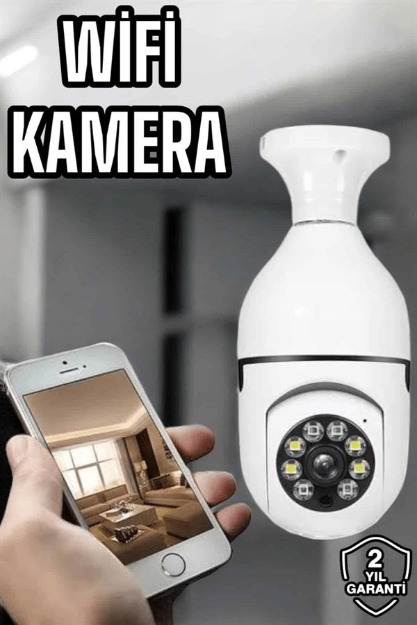 Ampul Görünümlü Güvenlik Kamerası Duylu Wifi Kamerası Dönebilen