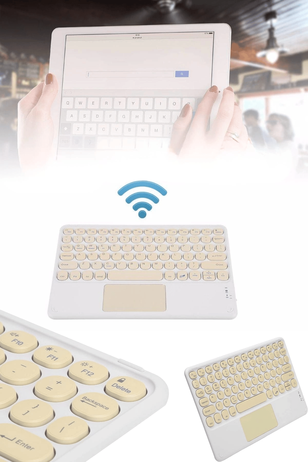 Android ve İOS Uyumlu Bluetooth Klavye Touchpad Slim Kablosuz Wifi Q Klavye