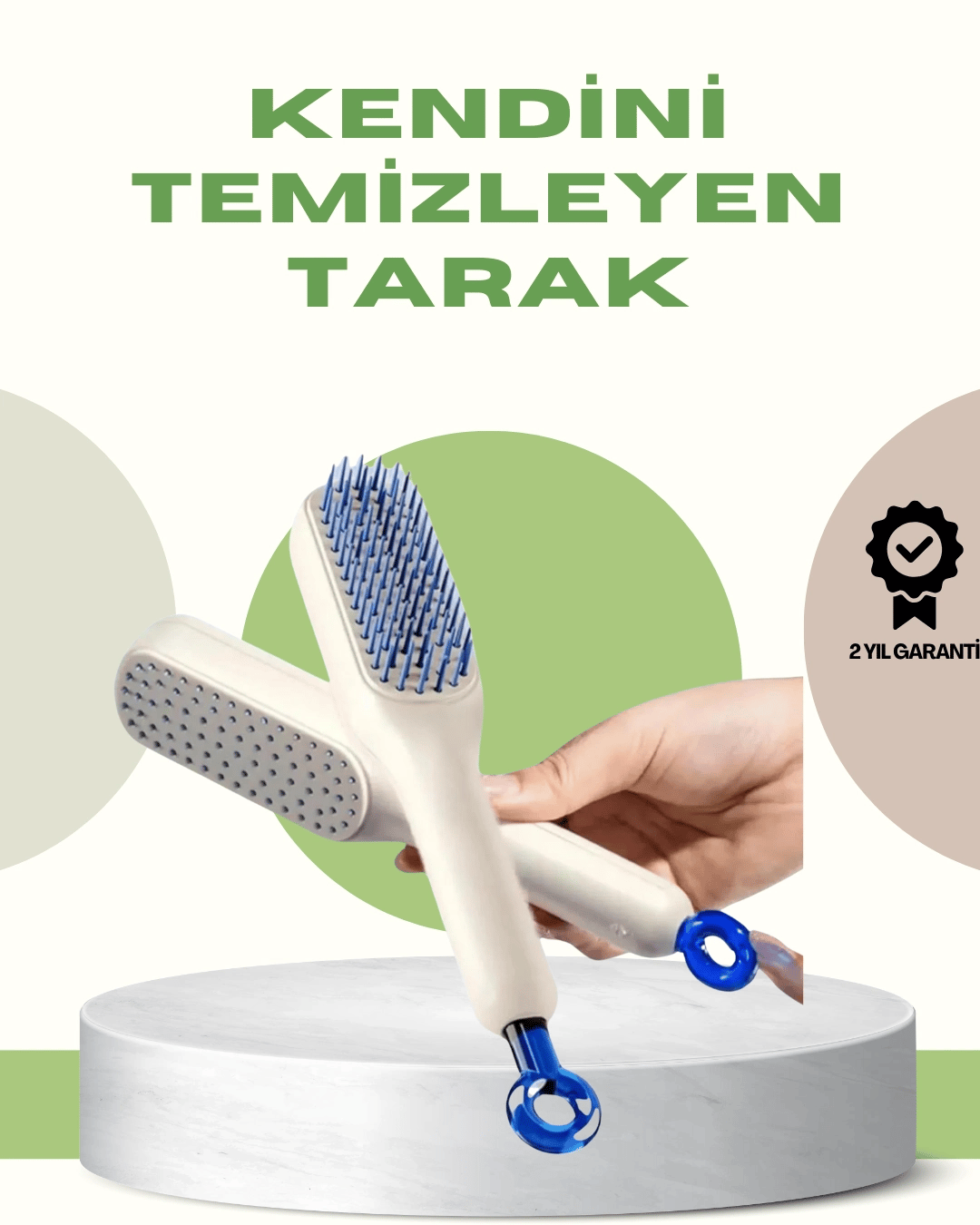 Anti-Statik Saç Tarağı – Kolay Temizlenebilir, Silikon Masaj Uçlu, Kompakt Boyut