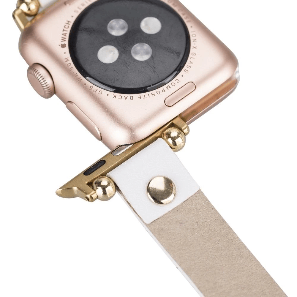 Apple Watch Uyumlu Deri Kordon 38-40-41mm FRG F3 Beyaz