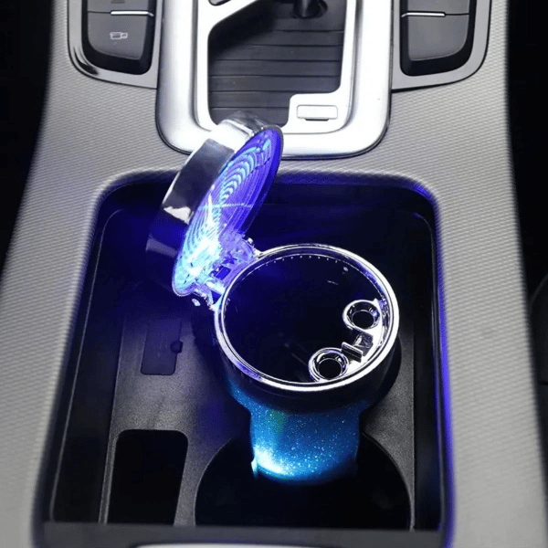 Araç İçi Oto Kokusuz Küllük RGB Işıklı Kapaklı